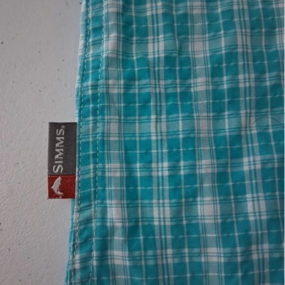 Simms Fishing Mens Green Plaid Button Down Long Sleeve Polyester Nylon Shirt L - Picture 7 of 10